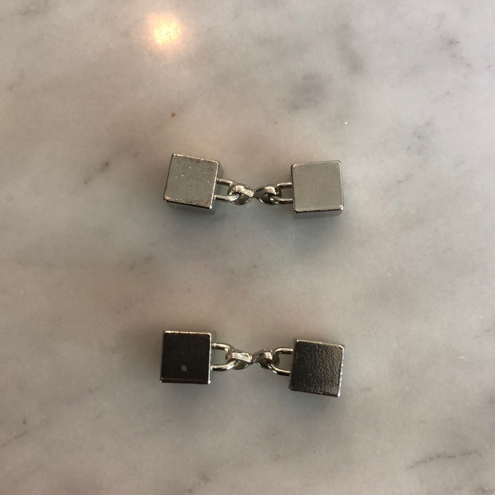 Unique cube cufflinks, silver tone